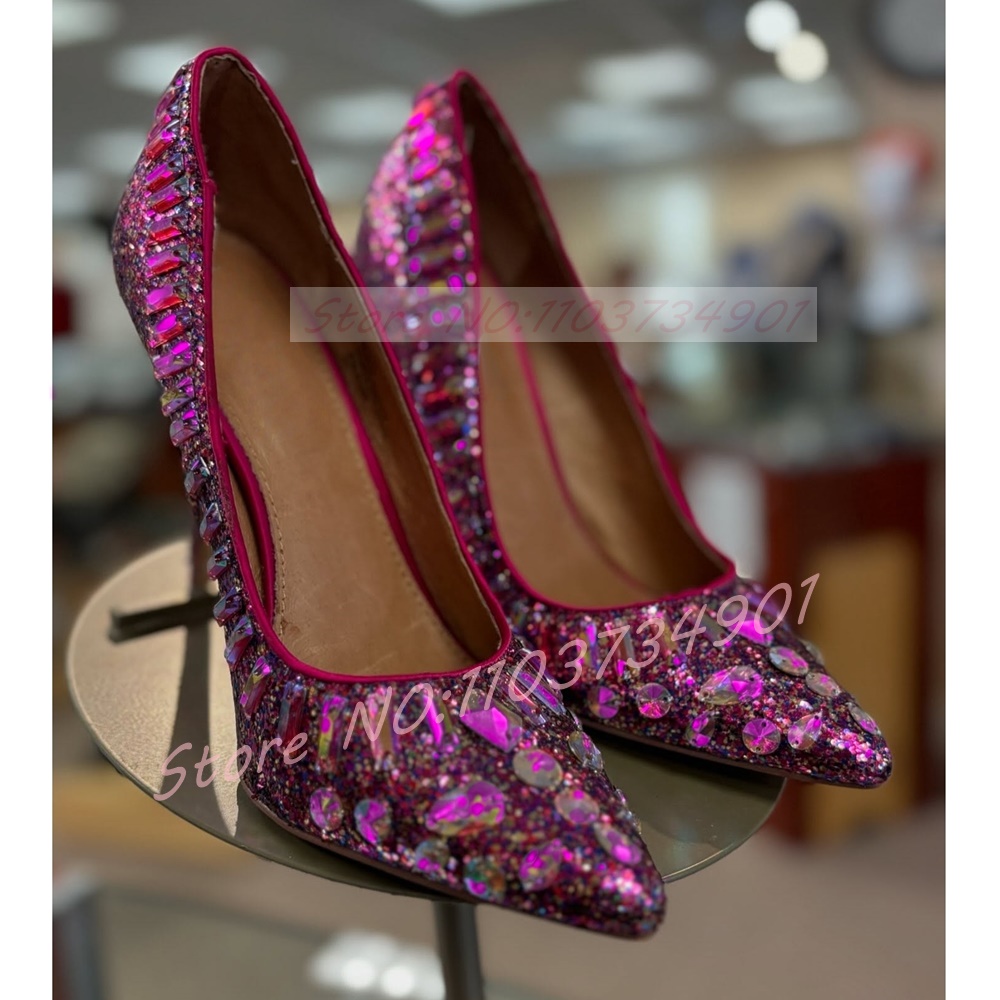 Women'S Shoes Big Feet - Escarpins à paillettes violettes pour femmes,