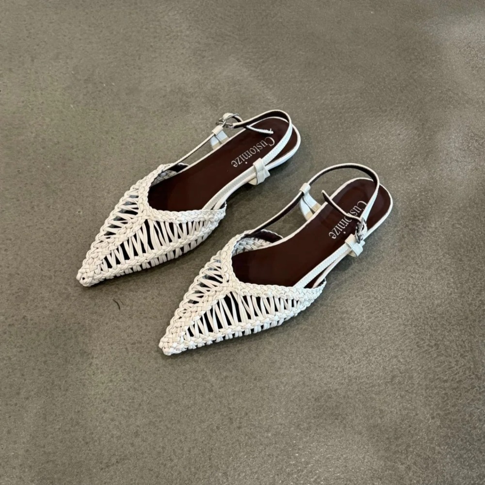 Slip On Mule Flat - Sandales romaines tissées à bout pointu