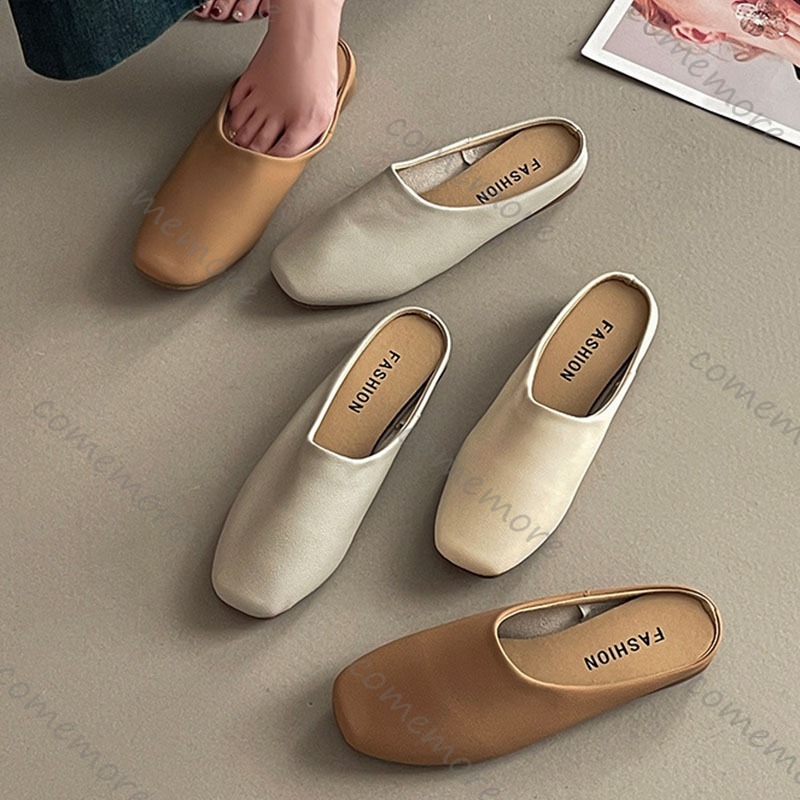 Slip On Mule Flat - Comemore rétro tête carrée Baotou demi